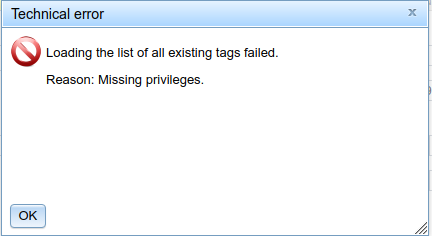 Missing privileges: Category